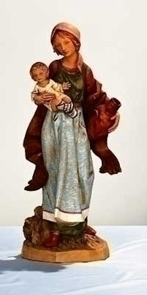 Rebecca Shepherdess with Child and Vase Fontanini Statues Sculptures